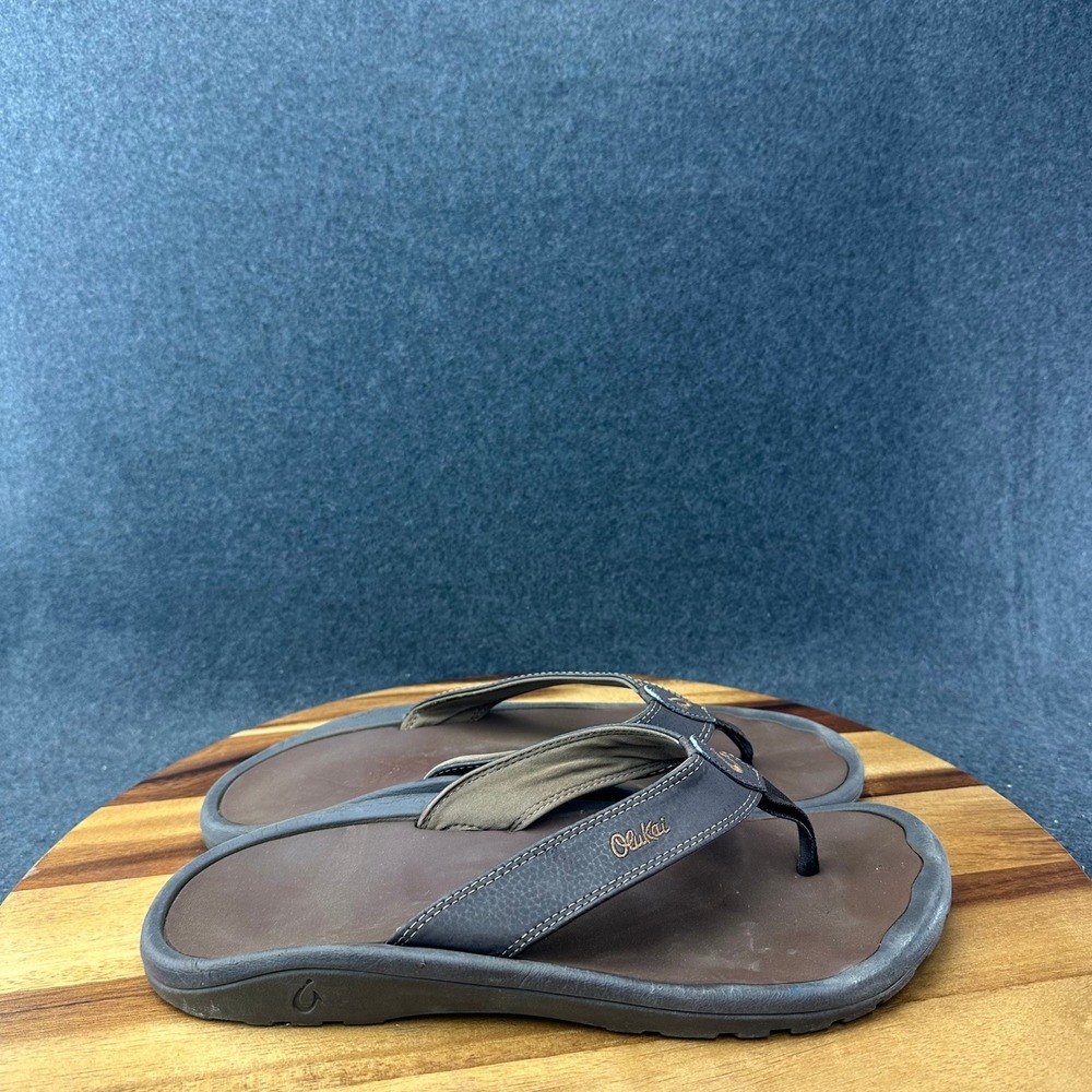 Olukai Ohana Size US 13 Men's Sandals 10110A-4827 Flip Flop Thong Dark Java Ray